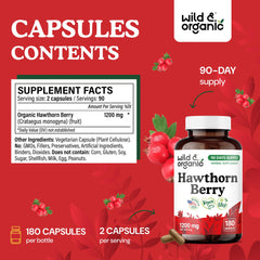 Inside the package showing hawthorn berry powder capsules