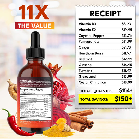 Hawthorn berry and turmeric with cayenne pepper liquid drops.