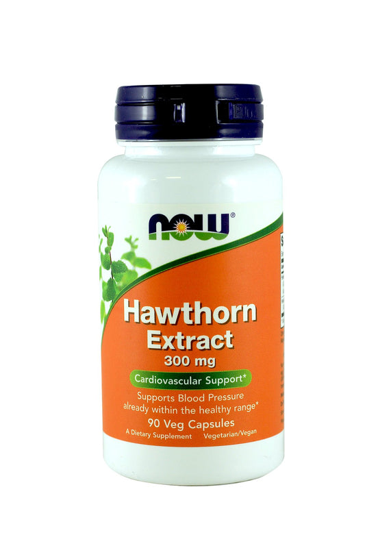 NOW Hawthorn Extract 300 mg bottle - 90 VegiCaps Pack of 2