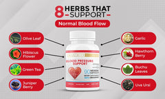 Herbal blend of Hawthorn, Hibiscus, Olive Leaf, Garlic and Green Tea for healthy blood pressure