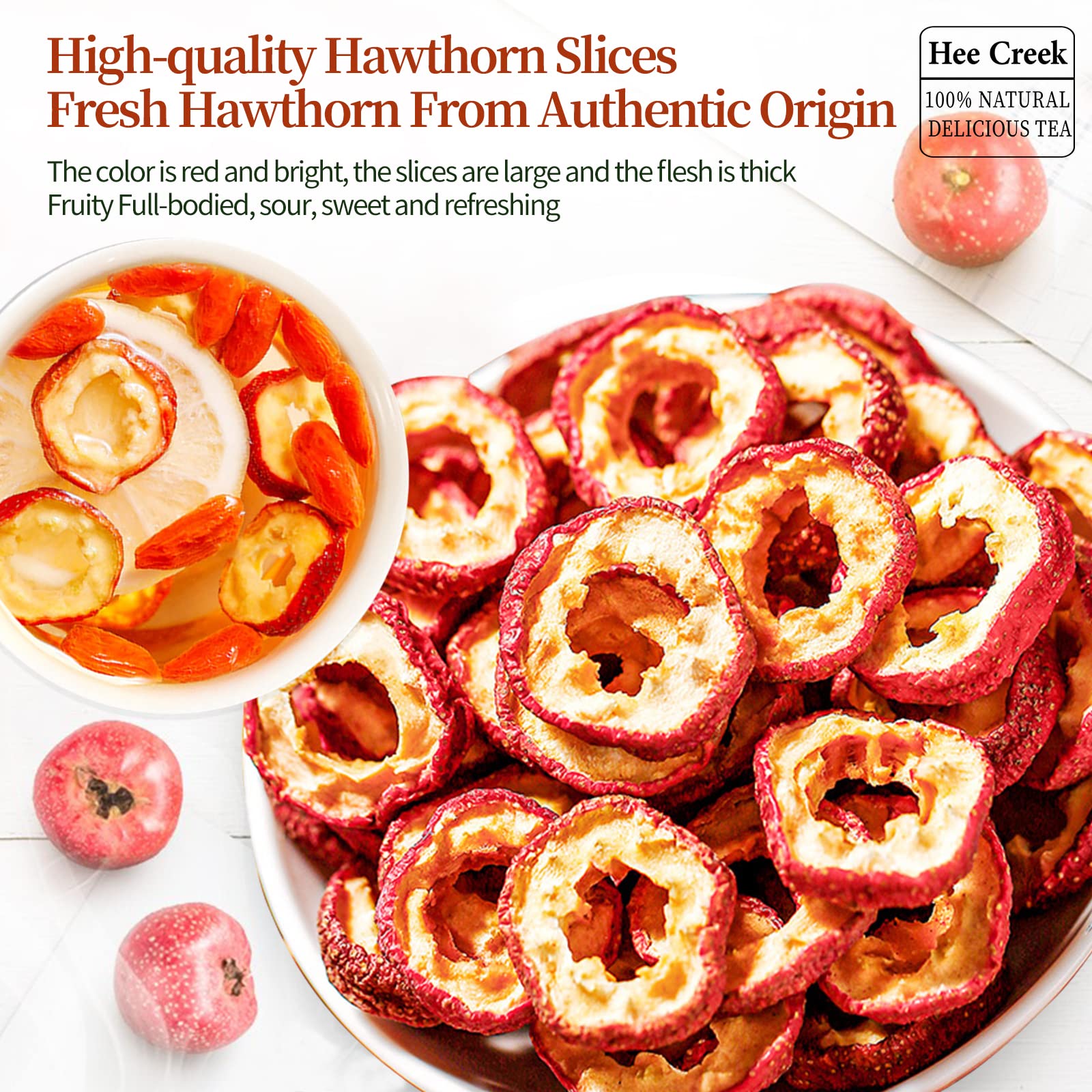 Naturally dried hawthorn slices surface detail