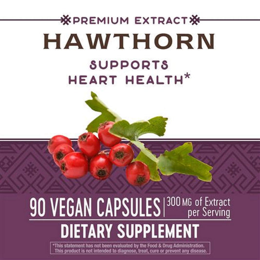 Close-up label showing vitexin content 1.8-2.2% on Hawthorn extract