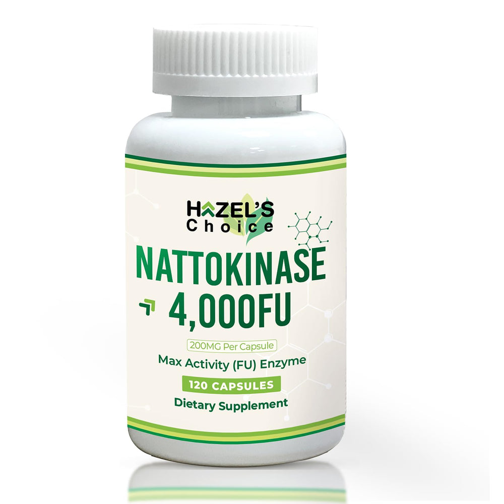 Front view of Hazel's Choice Nattokinase 4000 FU bottle