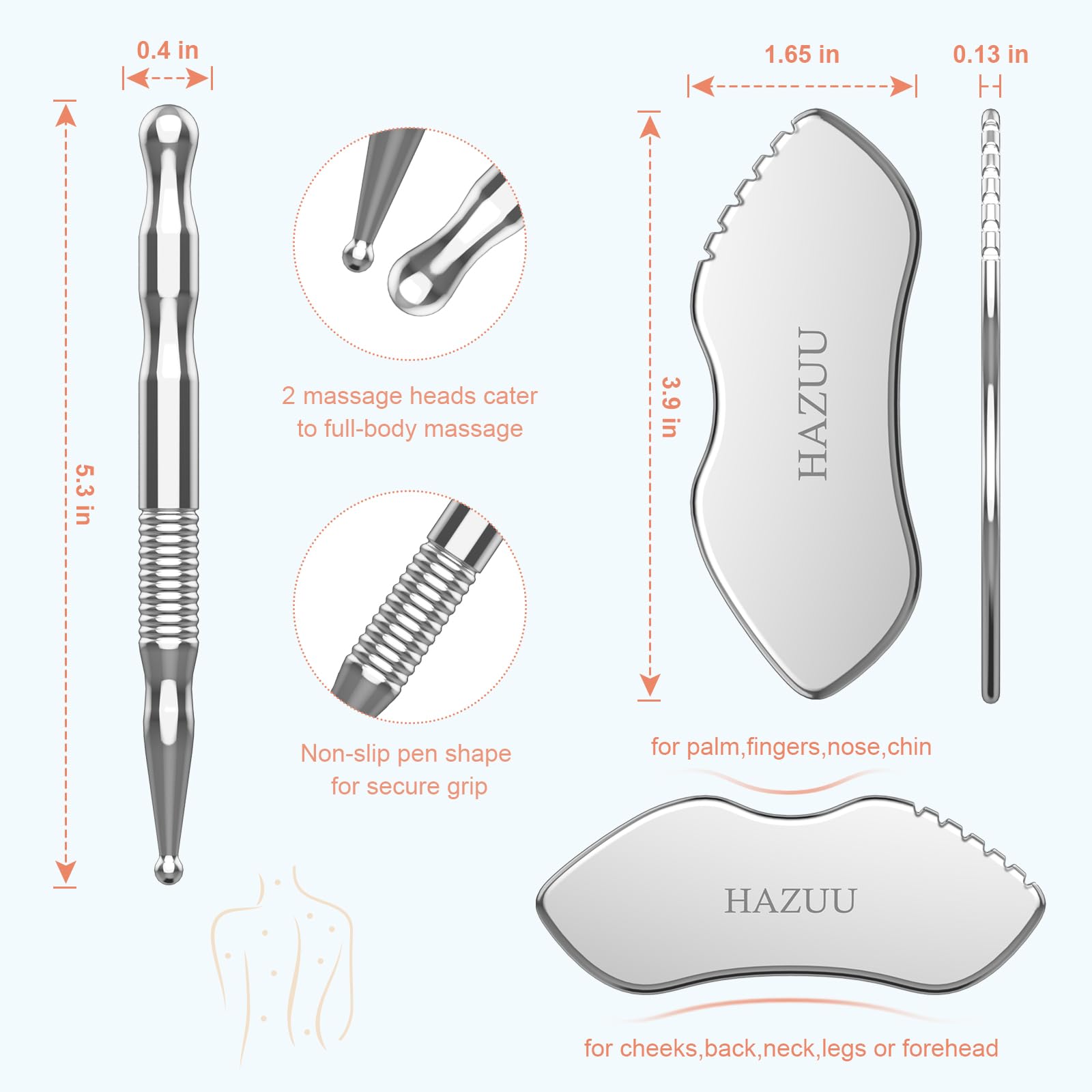 HAZUU stainless steel acupuncture pen close-up