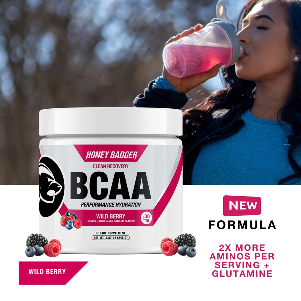 Scooped Honey Badger BCAA + EAA Wild Berry powder