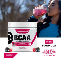 Scooped Honey Badger BCAA + EAA Wild Berry powder