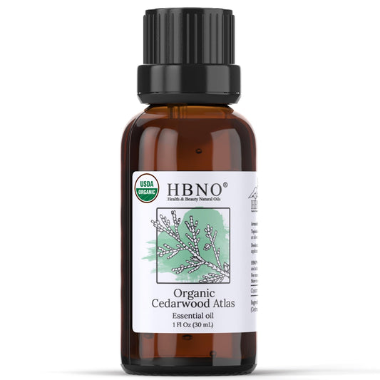 HBNO California Cedarwood Essential Oil bottle in amber glass, 1 fl oz (30 ml)