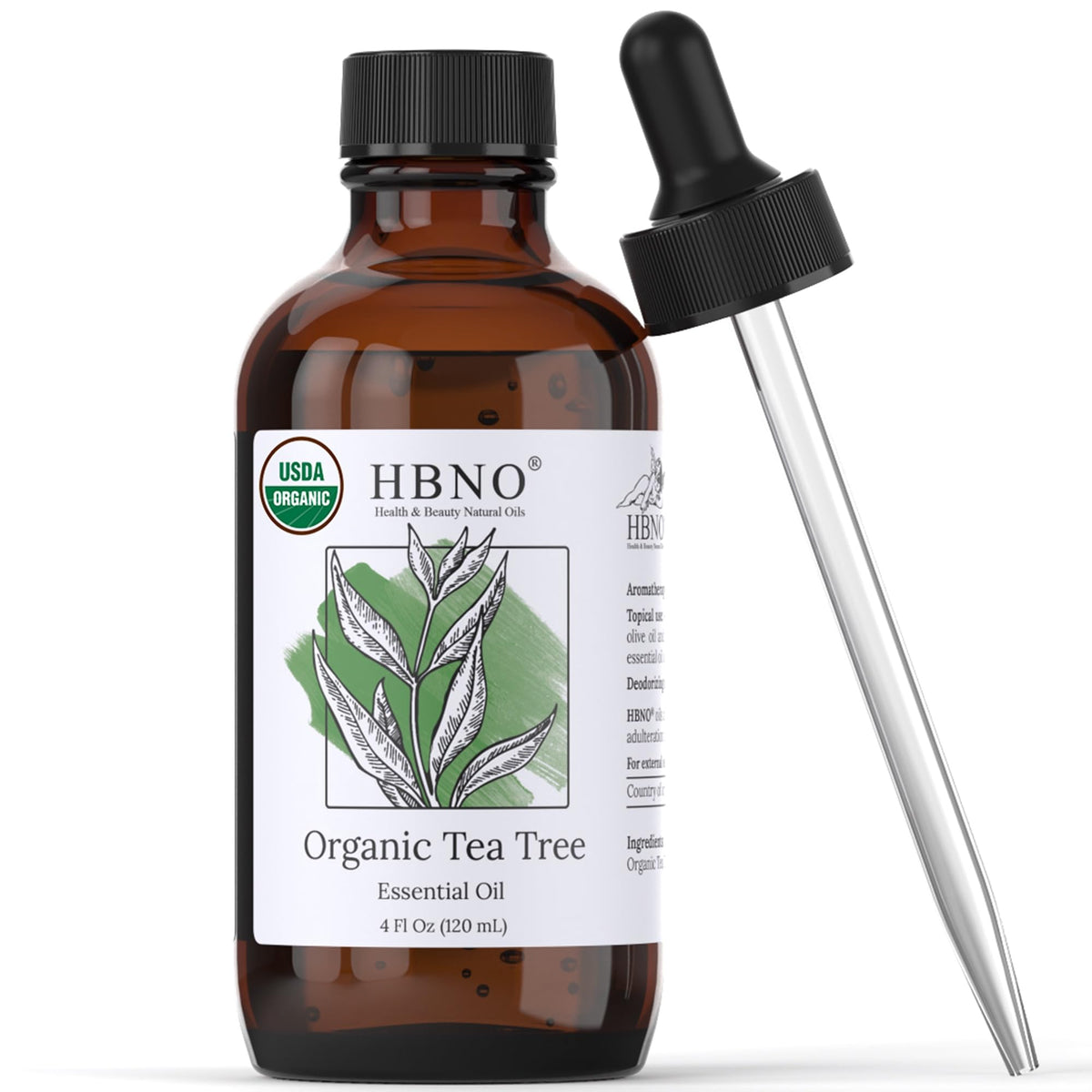 HBNO California Organic Tea Tree Oil bottle 4 oz (120 ml)