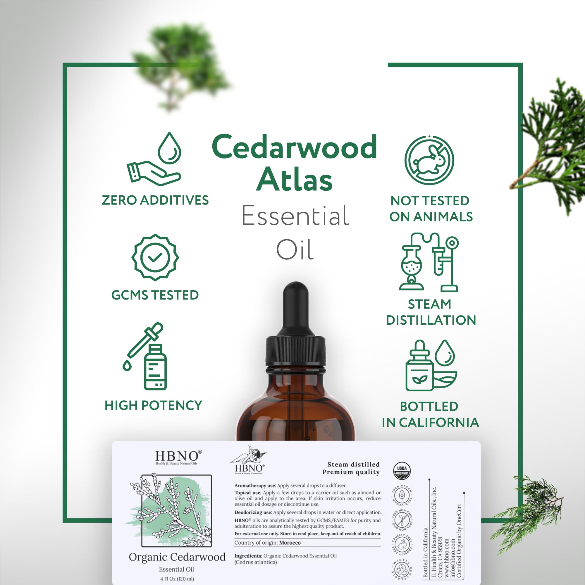 Cedarwood essential oil aroma shown with a diffuser