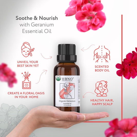 Amber glass bottle packaging for HBNO Geranium Oil