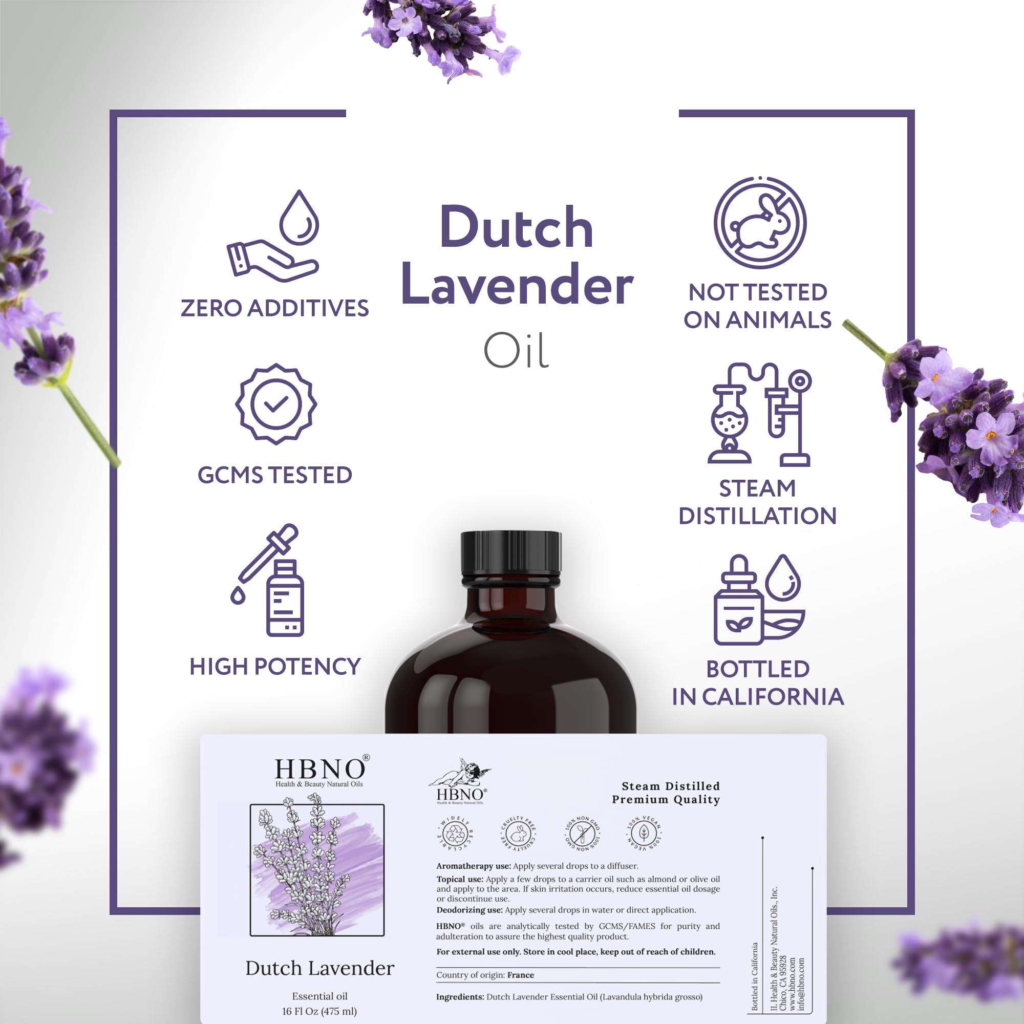 HBNO Lavender Dutch Oil 16oz ingredients photo