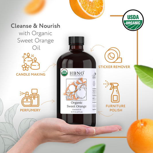 HBNO Orange Oil diffuser drops ideal for subtle aroma in living spaces.