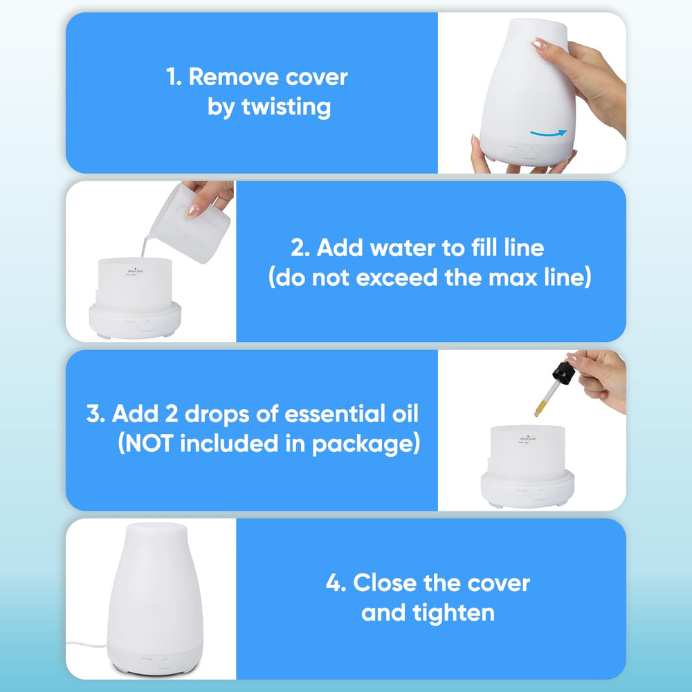HDE diffuser shows intermittent and continuous mist modes for customization