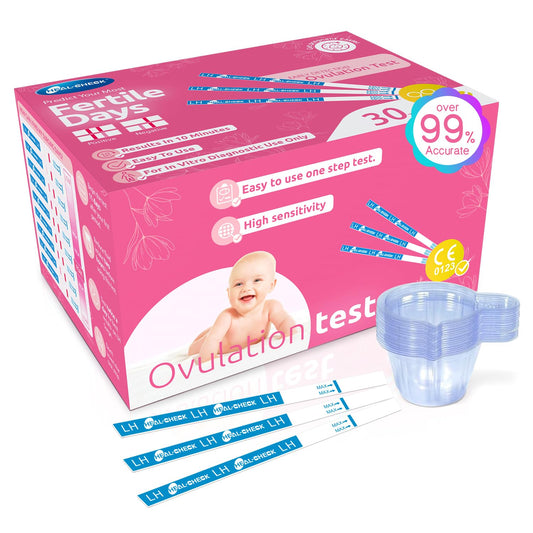 Front view of HEAL-CHECK ovulation strips with cups