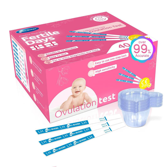 HEAL-CHECK 40-count ovulation test strips with cups – front view