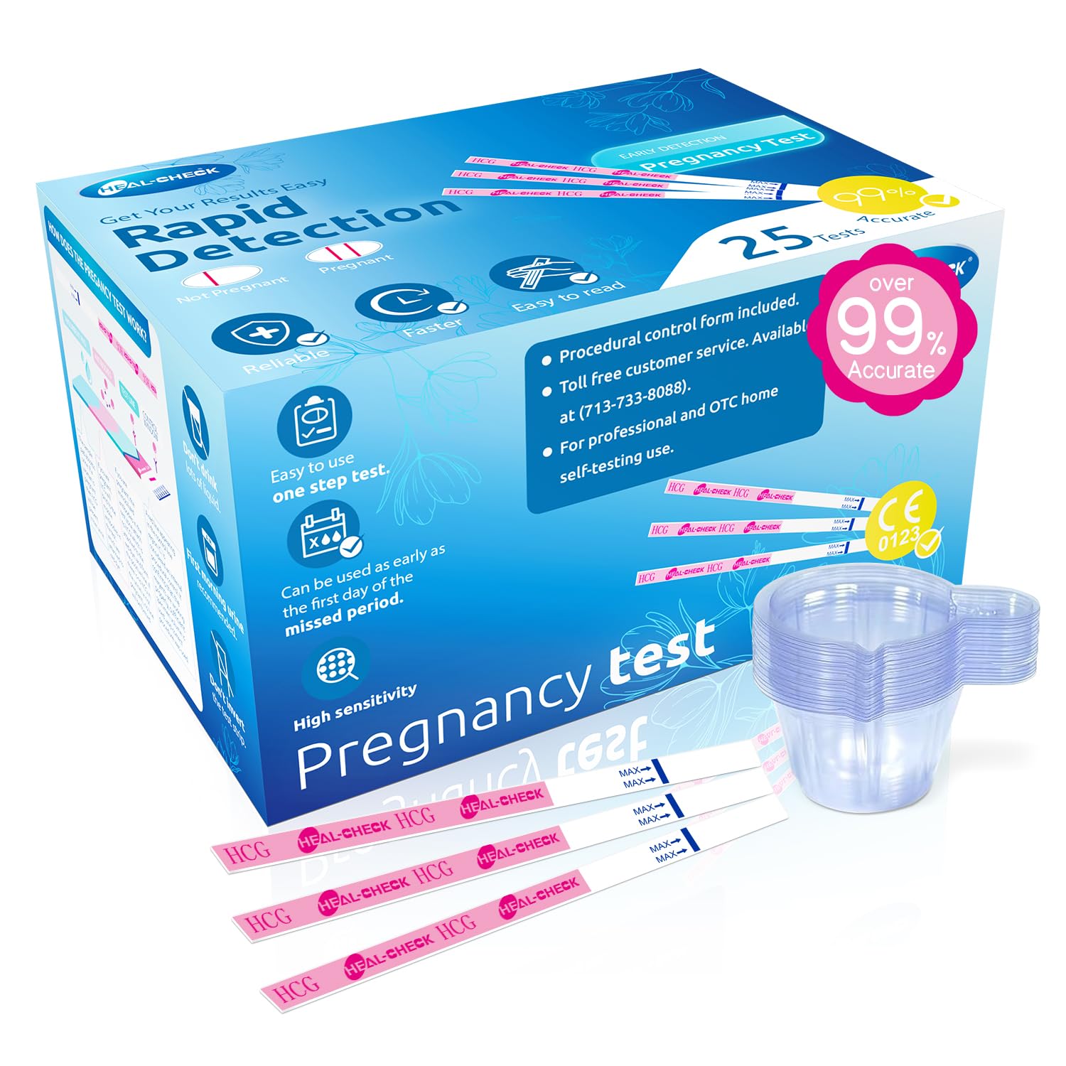 HEAL-CHECK bulk pregnancy test with cup – 25 count