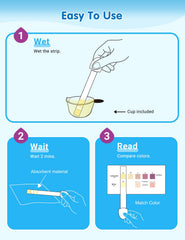 Holding UTI test strip under urine stream for use
