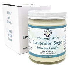 Archangel Ariel Lavender Sage Candle 7oz - label detail