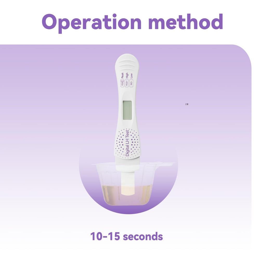 Three single-use LH test sticks in individual packaging