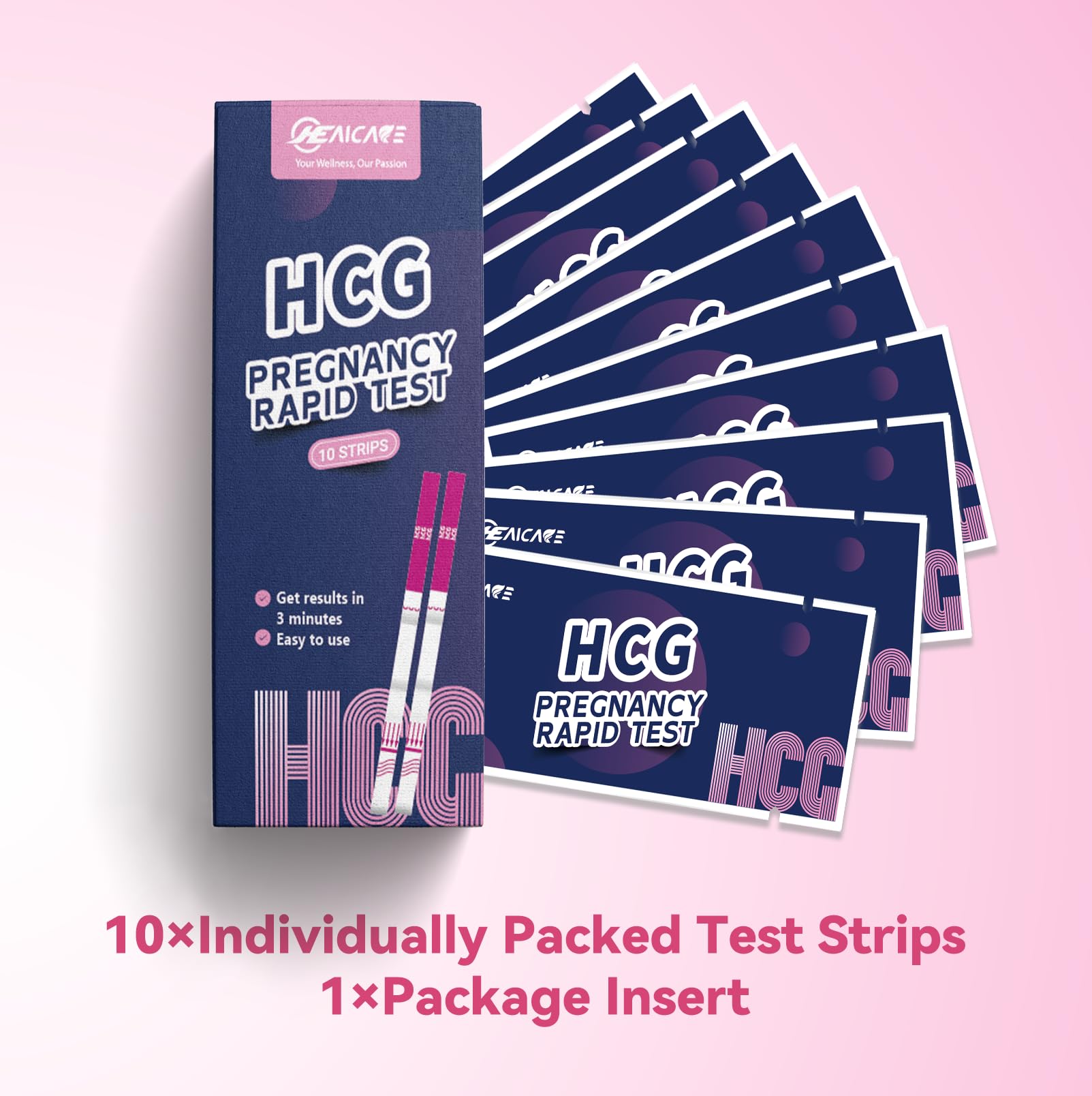 Close-up of HealCare pregnancy test being dipped into urine