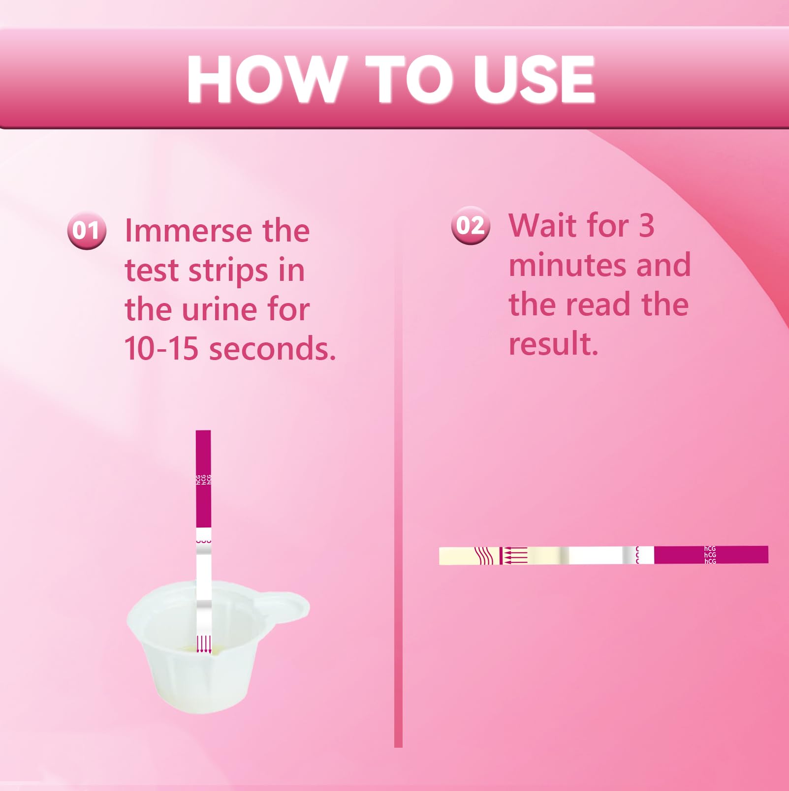 Pack of 10 HealCare pregnancy test strips for home use