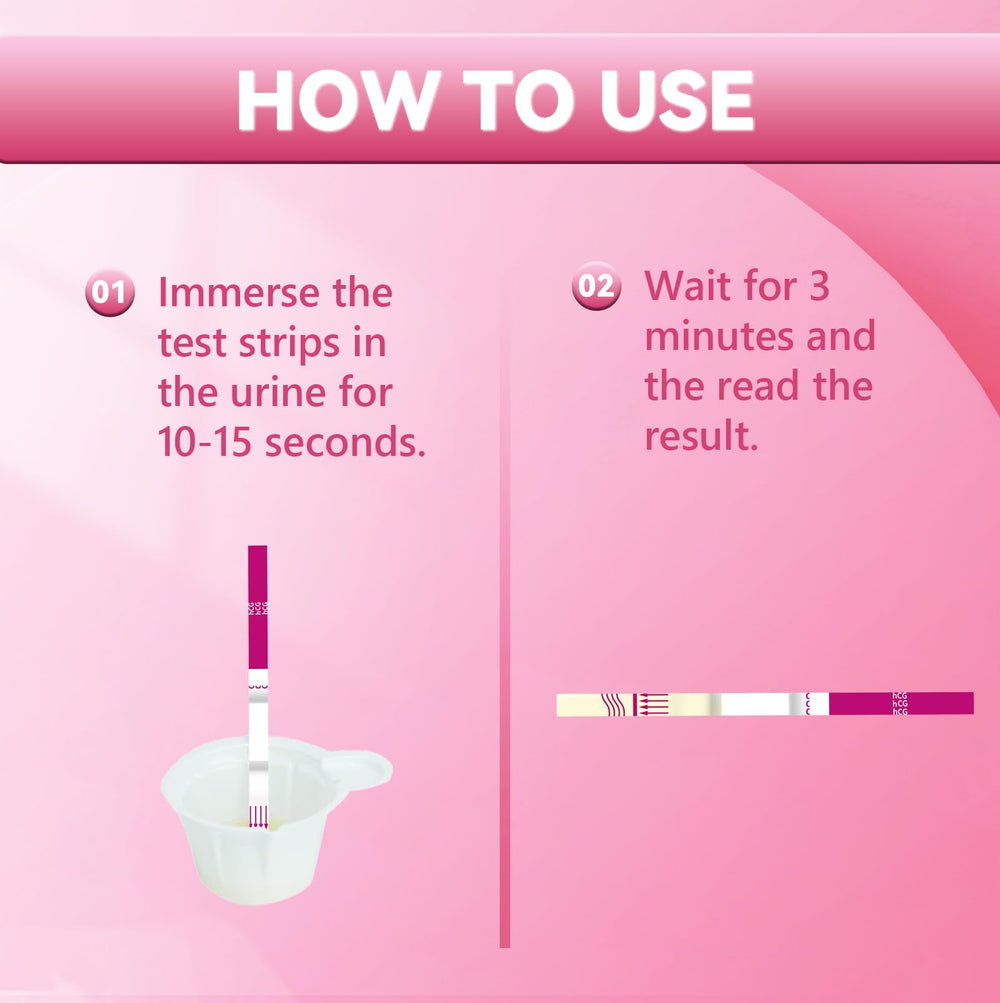 Pack of 10 HealCare pregnancy test strips for home use