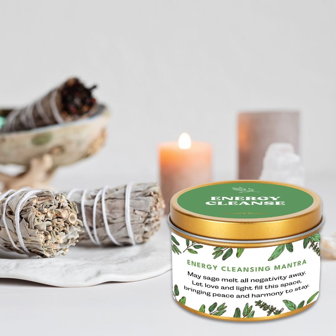 Healer's Garden sage candle packaging signals natural, toxin-free quality.