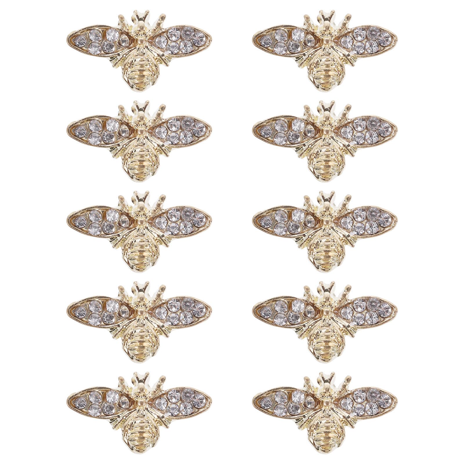 Healeved Bee Nail Charm 3D alloy on natural nails adds chic retro style.