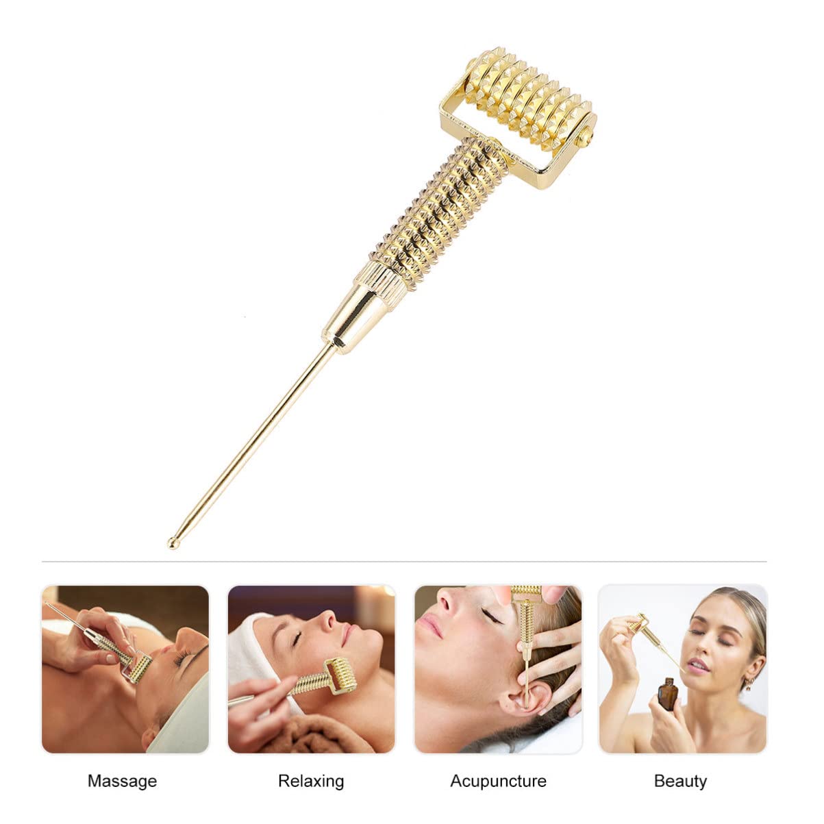 Ergonomic golden finish handheld massager