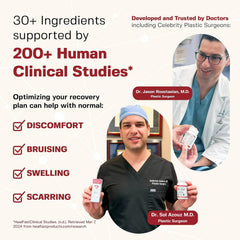 HealFast bottle with surgeon-approved label emphasizing safety and dosage clarity
