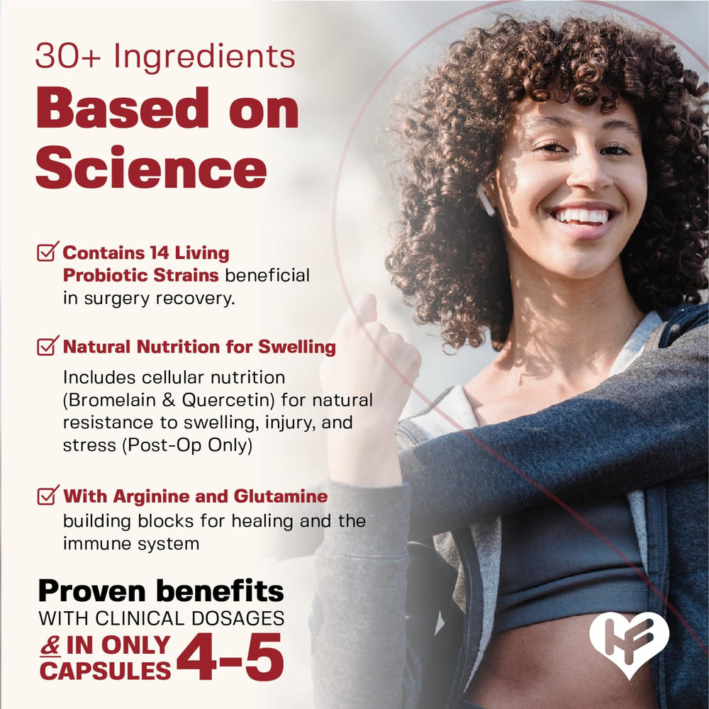 HealFast Complete bottle in a clinical setting to illustrate surgeon-approved recovery support.