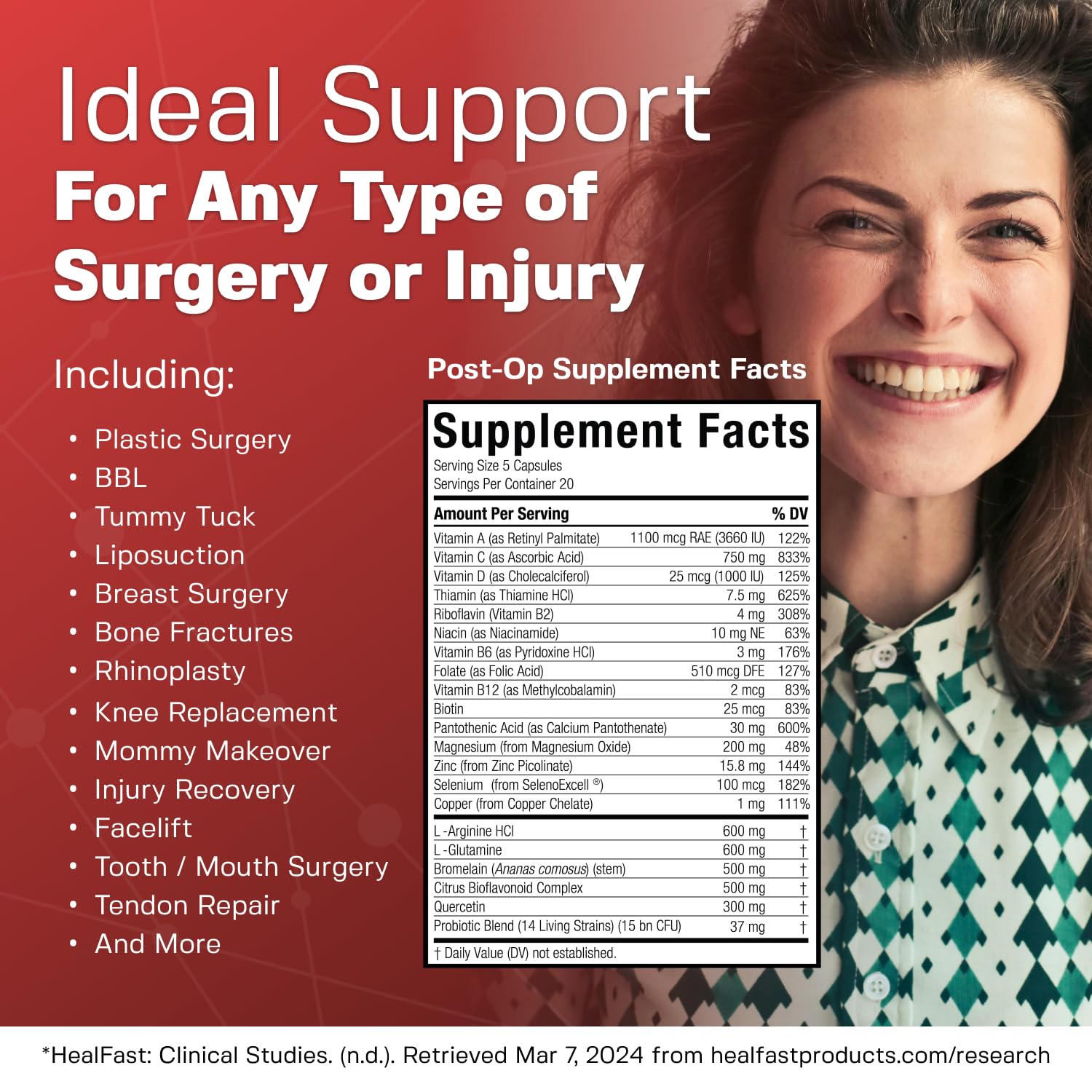 HealFast Complete capsules near US facility badge indicating safety and quality standards.