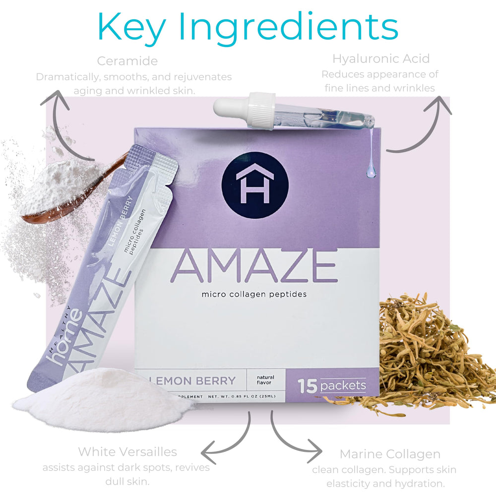 Nutritional facts panel for Amaze Collage Micro Collagen Peptides Lemon Berry