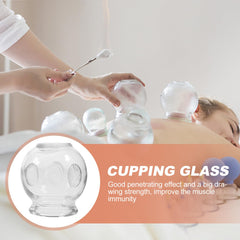 Six glass cupping cups for massage and relaxation