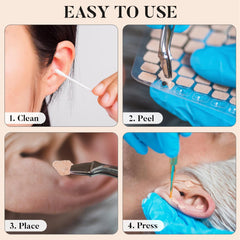 Discreet 0.03-inch ear patches on white background