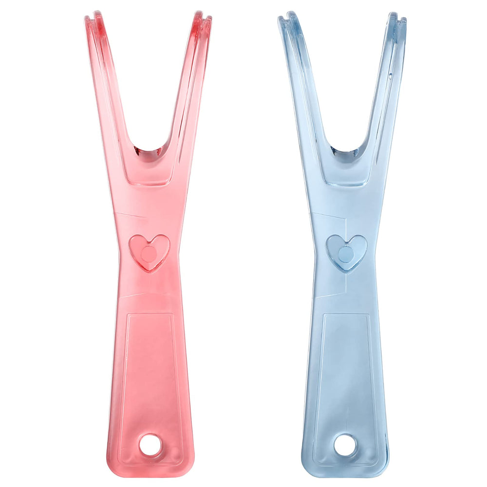 Healifty two-pack pink and blue dental floss holders