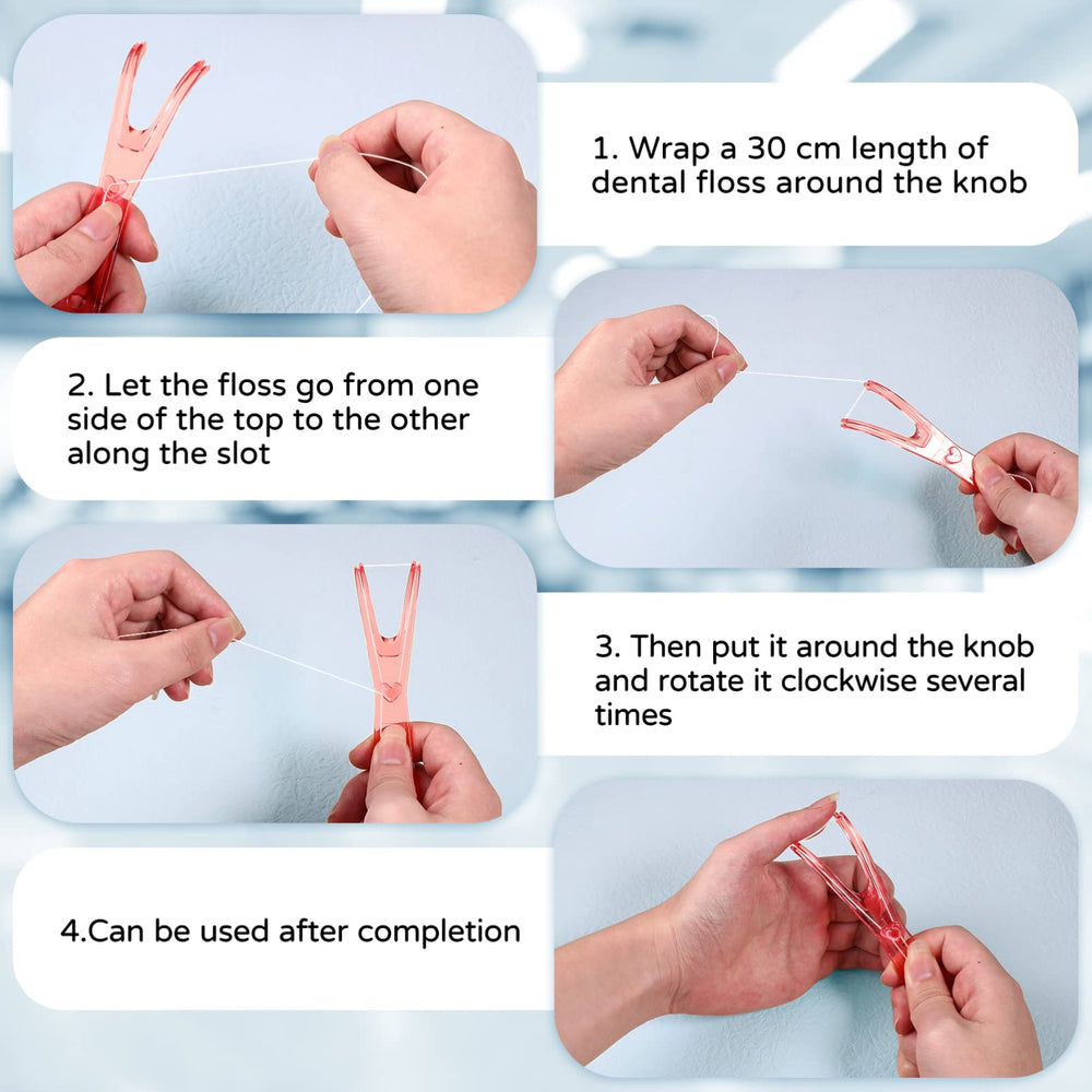 Blue dental floss holder for easy flossing