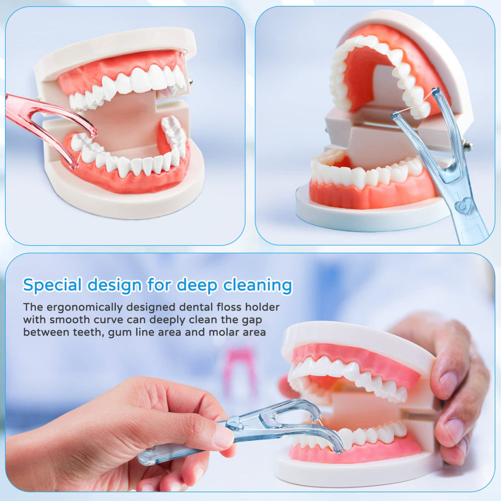 Close-up of ergonomic floss holder handle