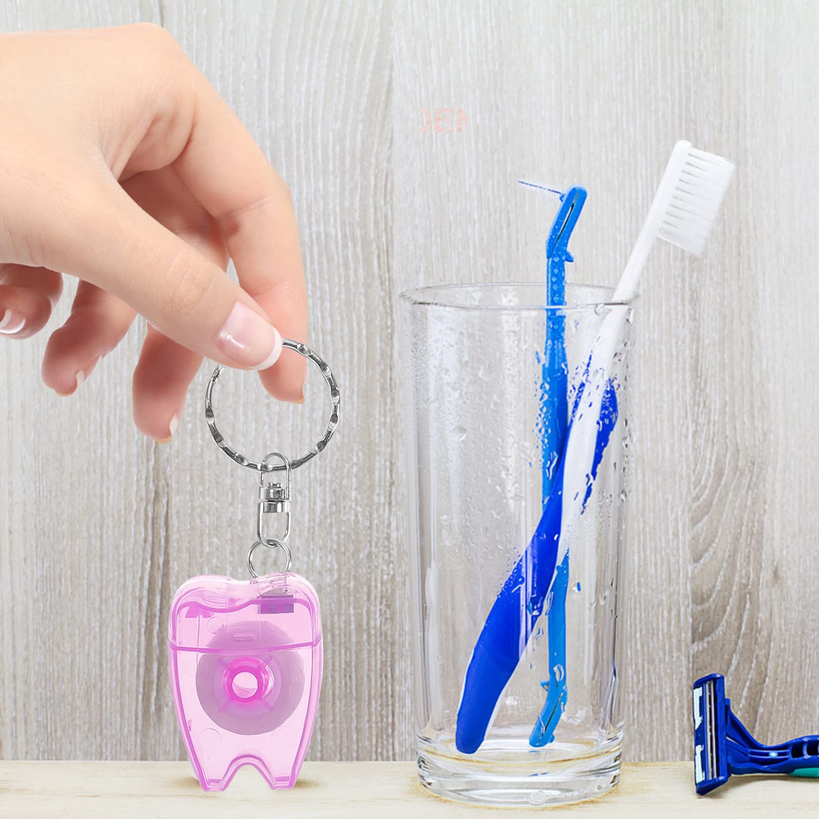 Five-piece floss picks inside compact box
