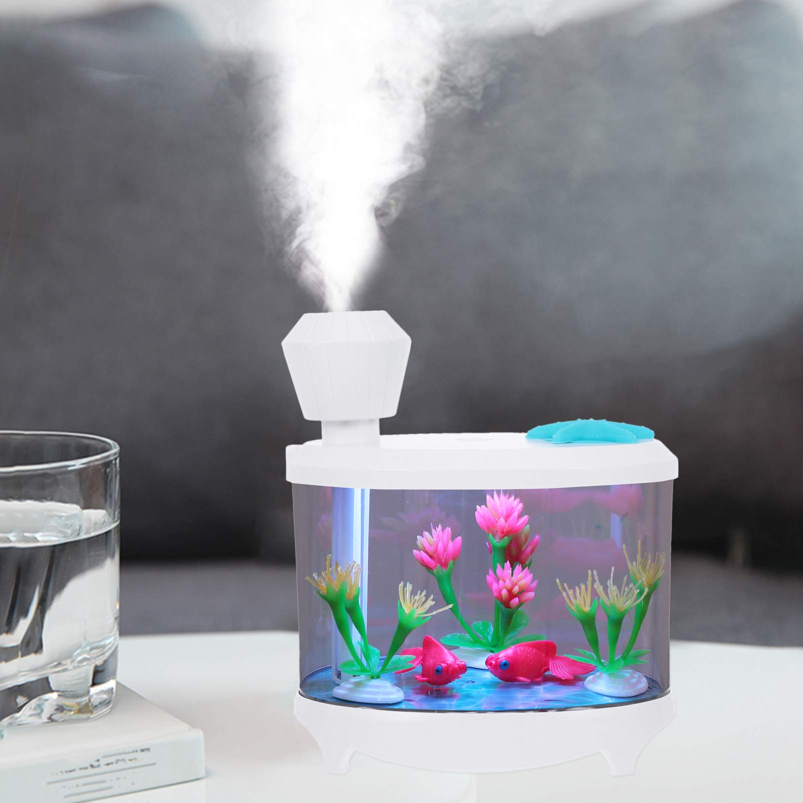 Healifty USB humidifier with soft night light enhances nighttime comfort.
