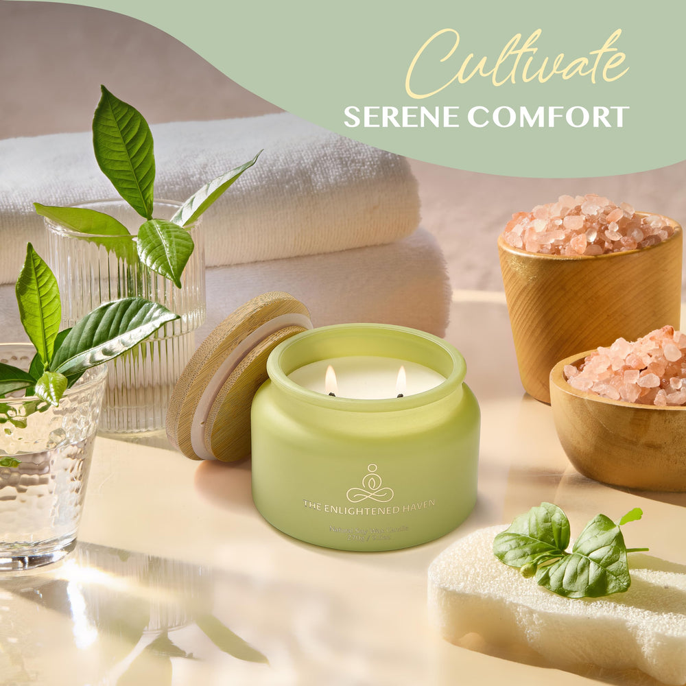 Side view of Healing candle in a cozy space.