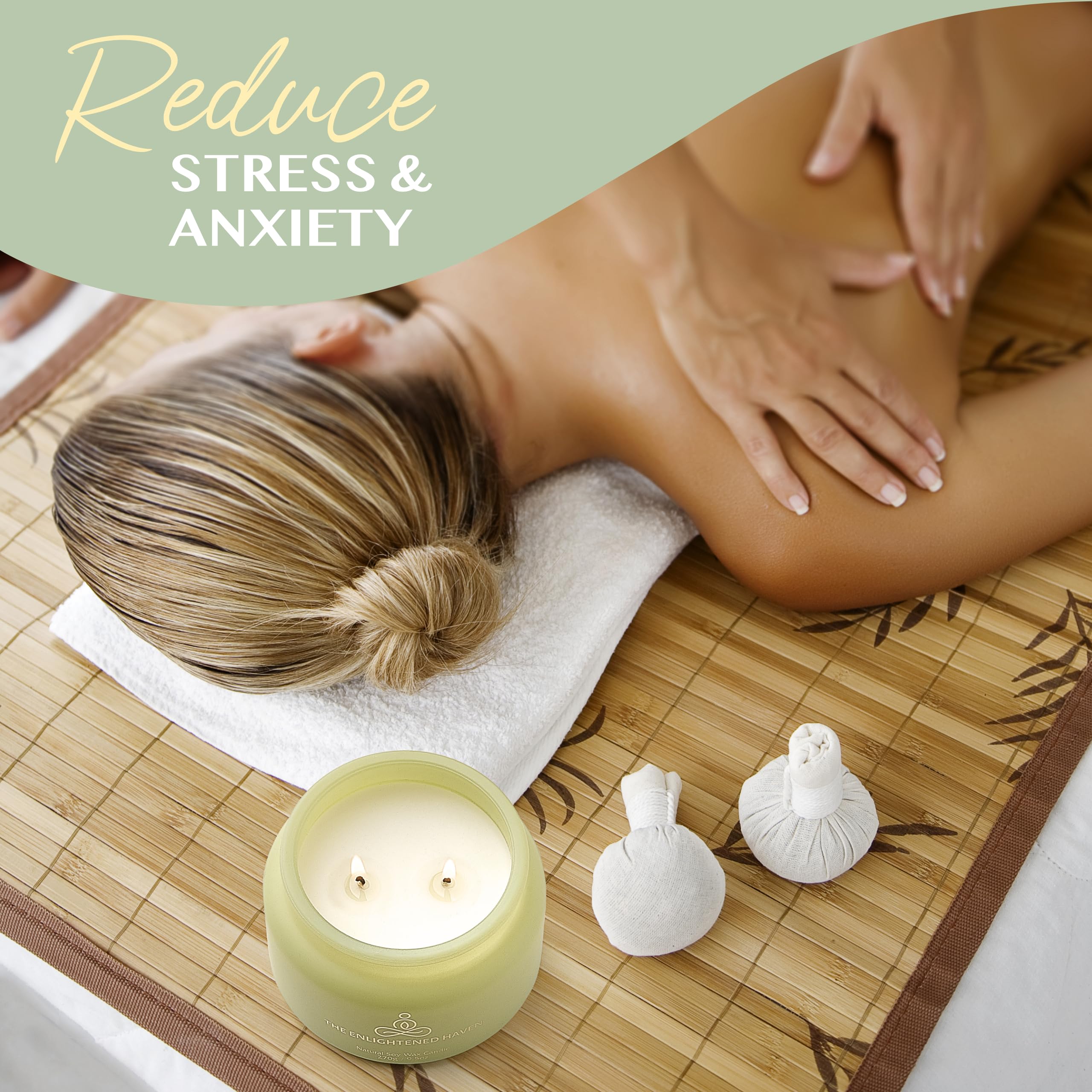 Healing candle with lid placed on a wooden surface.