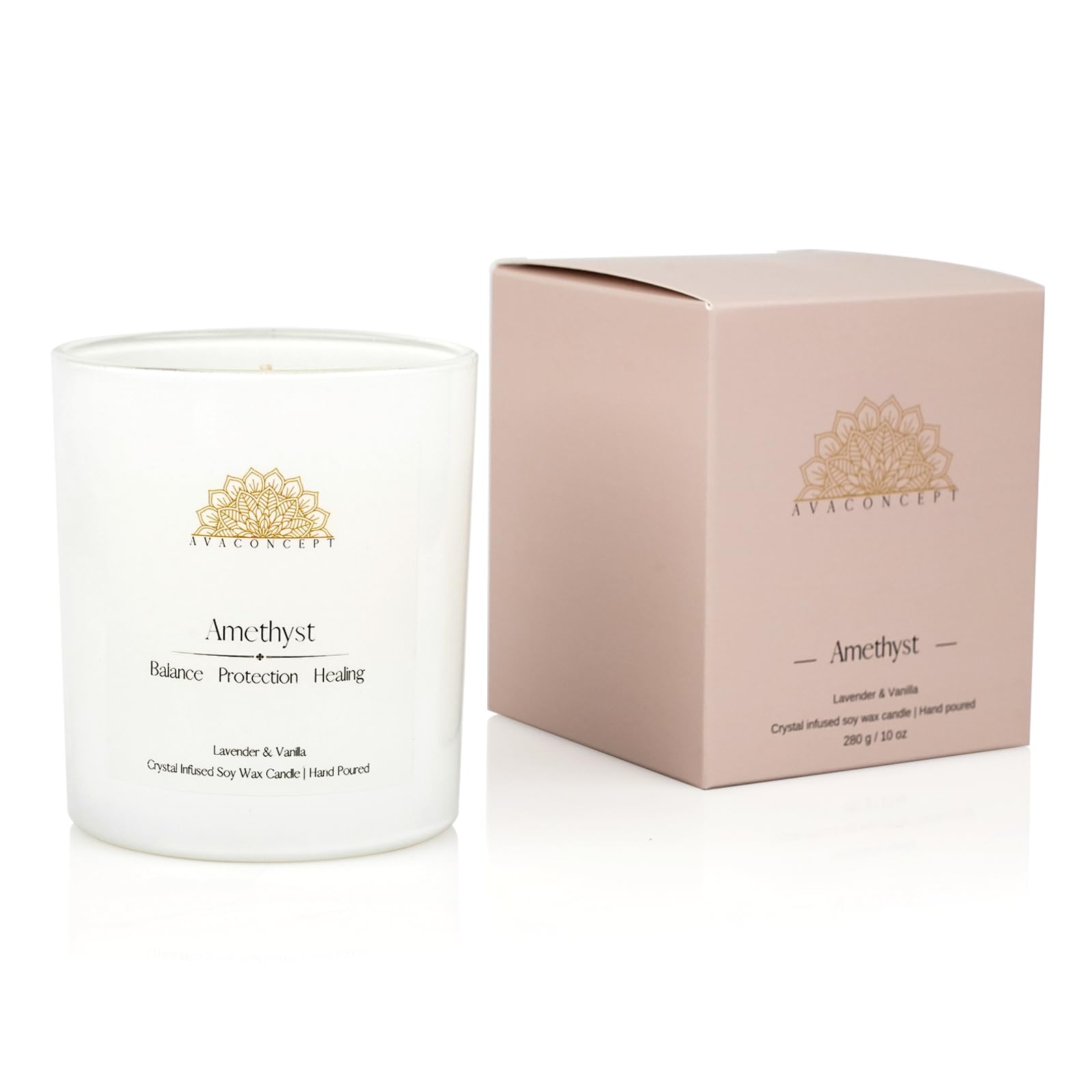Lemongrass and Litchi fragrance with Citrine in a crystal candle.