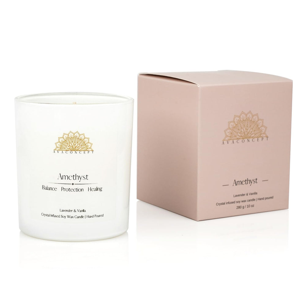 Lemongrass and Litchi fragrance with Citrine in a crystal candle.