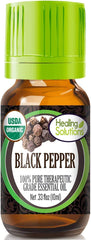 10ml bottle of Healing Solutions Organic Black Pepper Essential Oil