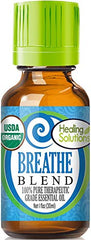 Healing Solutions Breathe Easy 1 oz organic essential oil bottle