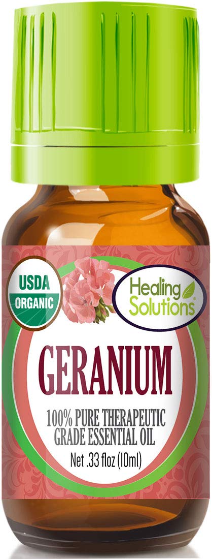 Healing Solutions Geranium essential oil bottle, 10 ml, organic