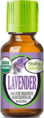 Healing Solutions 1 oz Lavender Essential Oil bottle front view