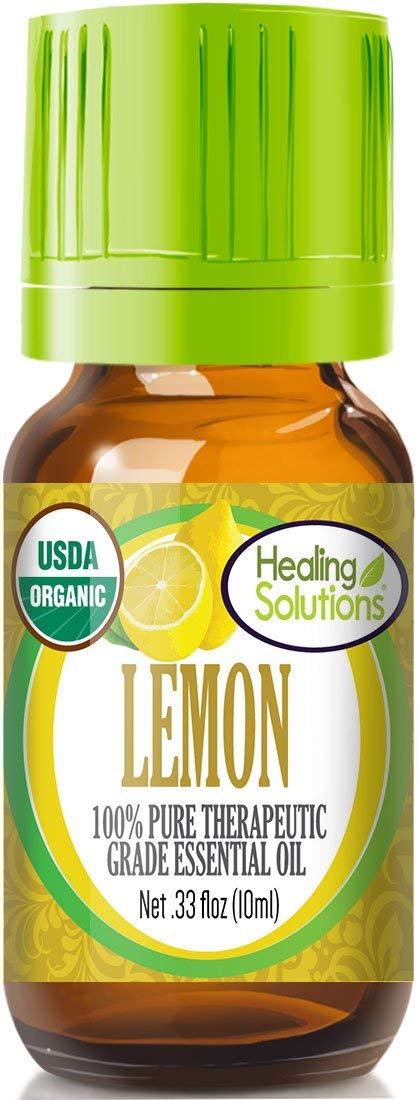 Healing Solutions Lemon Essential Oil bottle 0.33 oz (10 ml) label