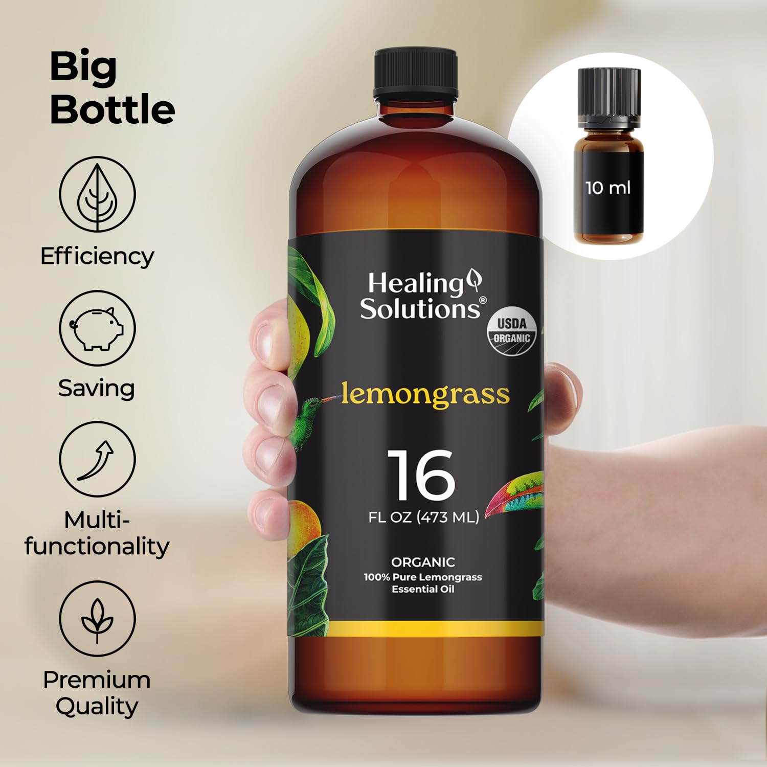 Cruelty-free lemongrass essential oil by Healing Solutions